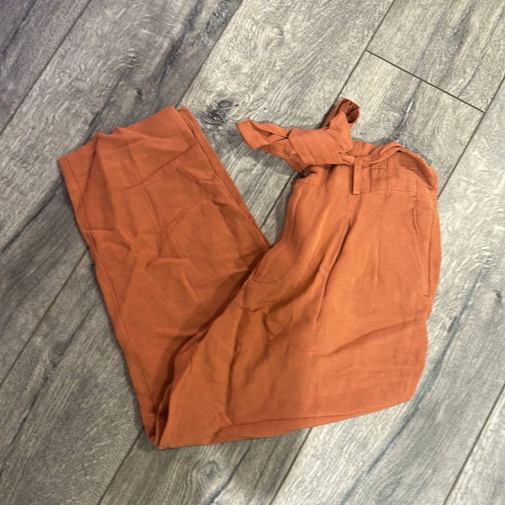 NEW • Madewell • Women’s Linen-Blend Paperbag Pants Burnt Orange 10 / 14 - Picture 4 of 7